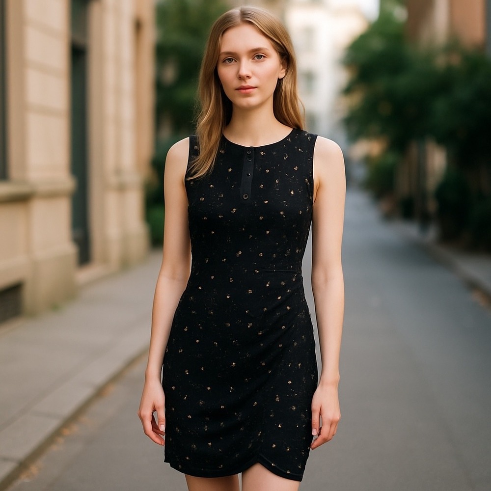 Allegra K Party Dress Sleeveless Star Print Mini Dress Black XL